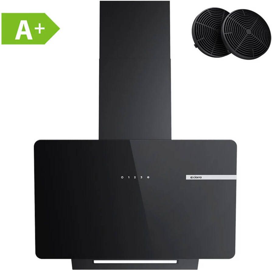 Ciarra CBCB6765B-OW schuine afzuigkap 60cm – wandmodel met touchbediening en ledverlichting 580m3 zwart