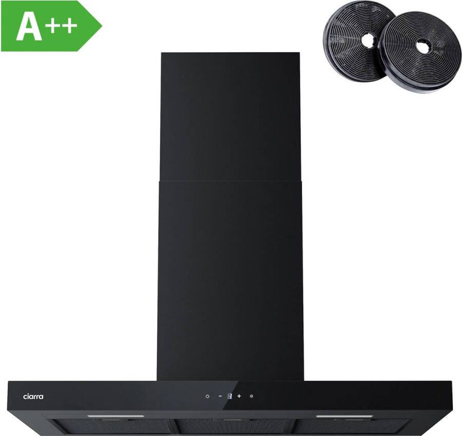 Ciarra CBCB9102 90cm Afzuigkap Zwart met WiFi inclusief set koolstoffilters – 650m3 – DC motor energieklasse A+++