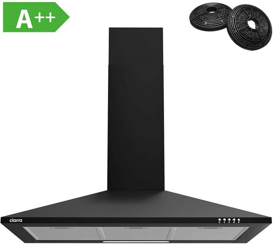 Ciarra CBCB9201 90cm Afzuigkap Zwart inclusief set koolstoffilters – 370m3 energieklasse A++ DC motor