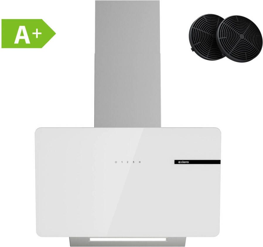 Ciarra CBCS6765B-OW schuine afzuigkap 60cm – wandmodel met touchbediening en ledverlichting 580m3 wit