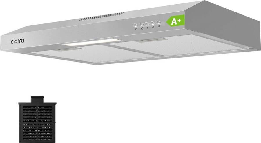 Ciarra CBCS6903D 60cm Onderbouw afzuigkap RVS – inclusief koolstoffilter 220m3 A+ DC motor
