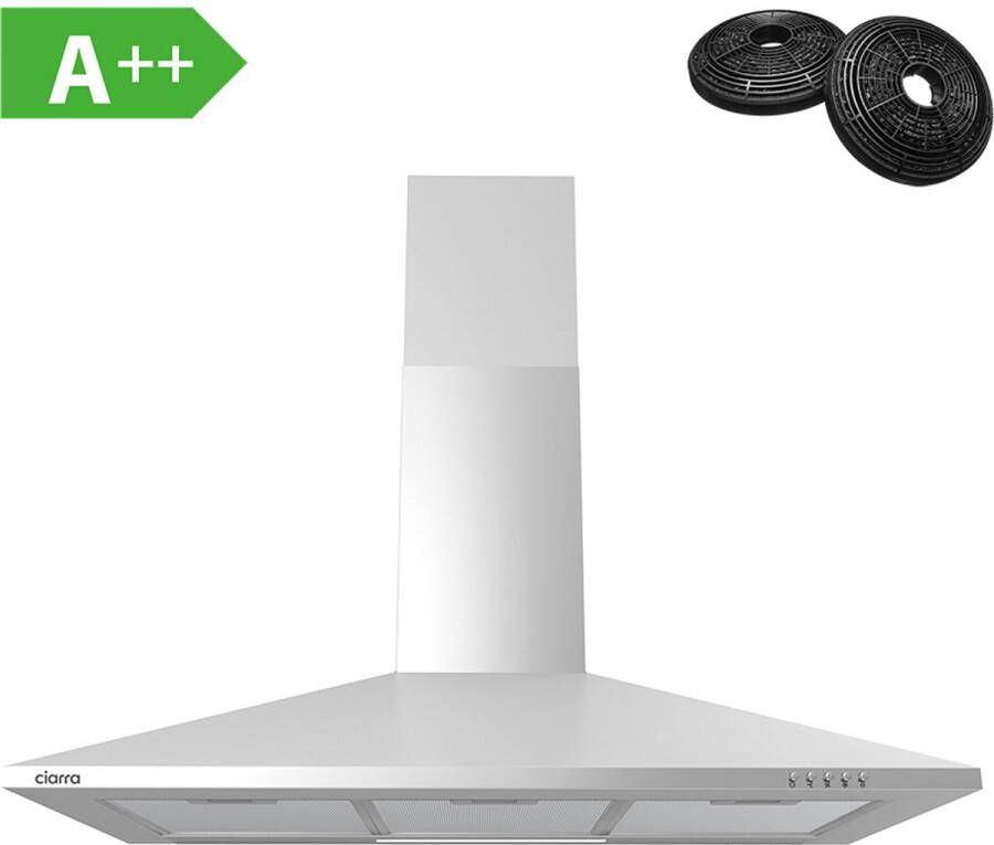 Ciarra CBCS9201-OW 90cm Afzuigkap RVS inclusief set koolstoffilters – 370m3 energieklasse A++ DC motor