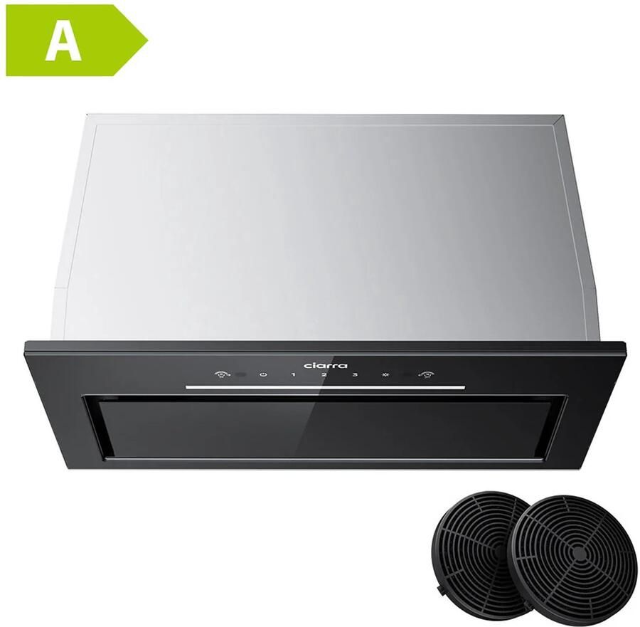 Ciarra CBCB5931A-OW 52 cm inbouwafzuigkap Gebaren en Touch control Energieklasse A Recirculatie & afzuiging LED