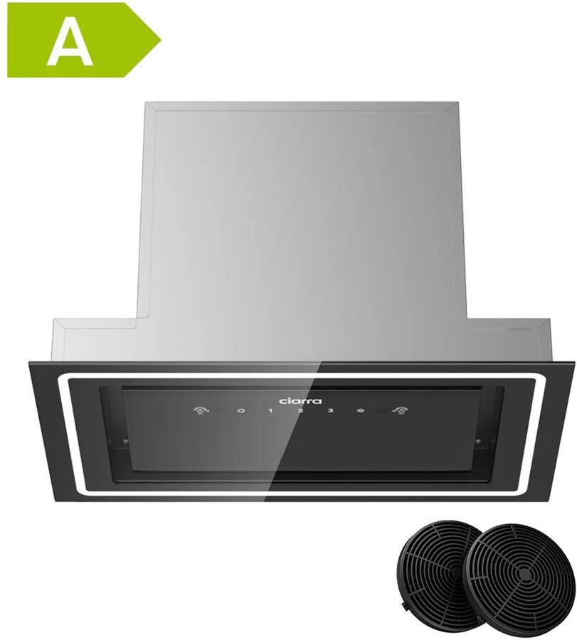 Ciarra CBCB5931C-OW 52 cm inbouwafzuigkap Gebaren en Touch control Energieklasse A Recirculatie & afzuiging LED