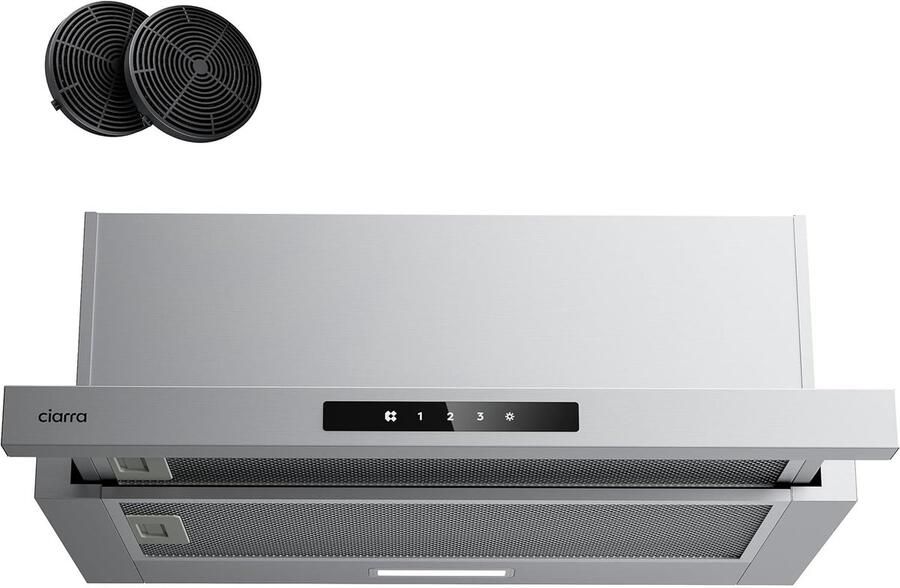 Ciarra CBCS6909A-OW RVS 60 cm vlakscherm inbouwafzuigkap Klasse A+ 580m3 Touchbediening LED-verlichting