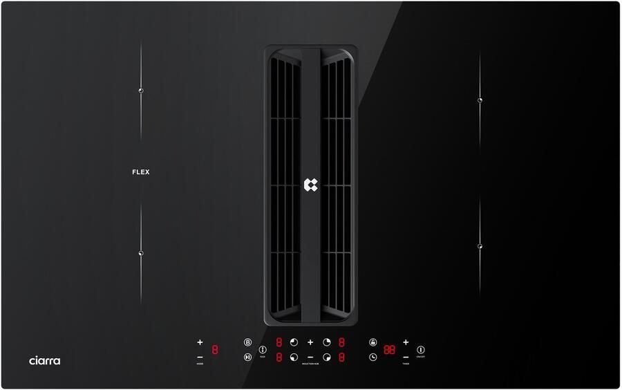 Ciarra ONE VMB834BBFEH Kookplaat met Afzuigkap 83 cm Inductiekookplaat 4 zones Wasbaar herbruikbaar en droogbaar Zeolietfilter Plasma⁺-Systemm Flex Zone Boost 7165 W - Foto 3