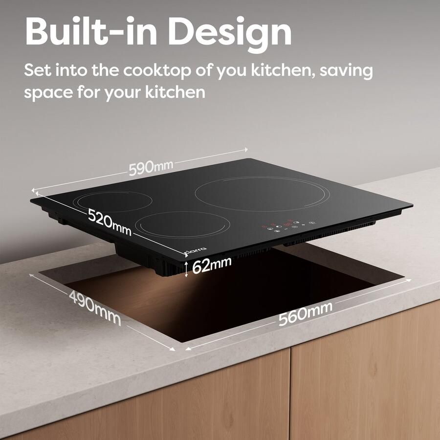 Ciarra VM3BIH-E Inbouw Inductie Kookplaat 60 cm 3 zones SensorTouch Bediening9 standen 6200 W