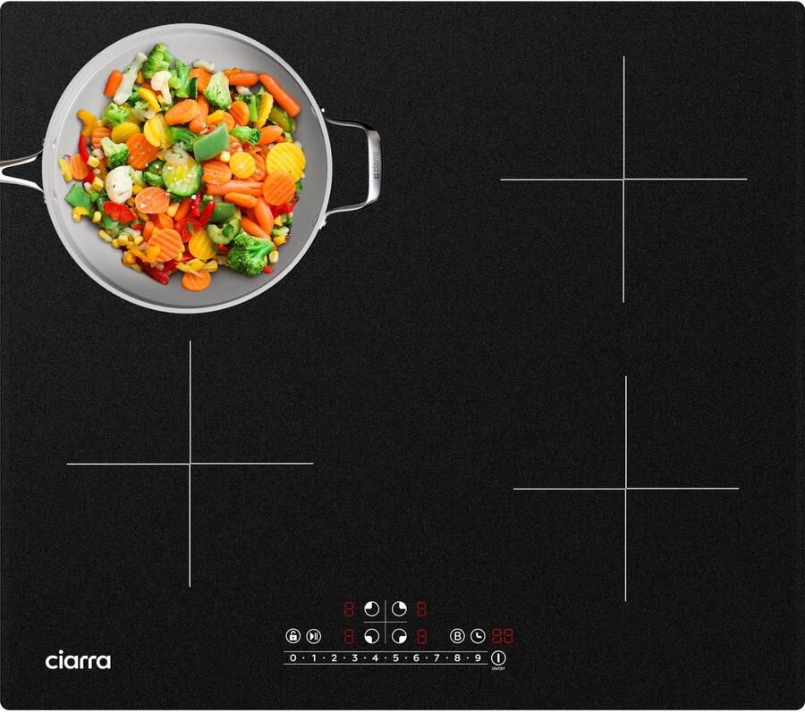 Ciarra VM4BBIH Inbouw inductiekookplaat 60 cm Inductie Kookplaat 4 zones Boostfunctie 7200 W