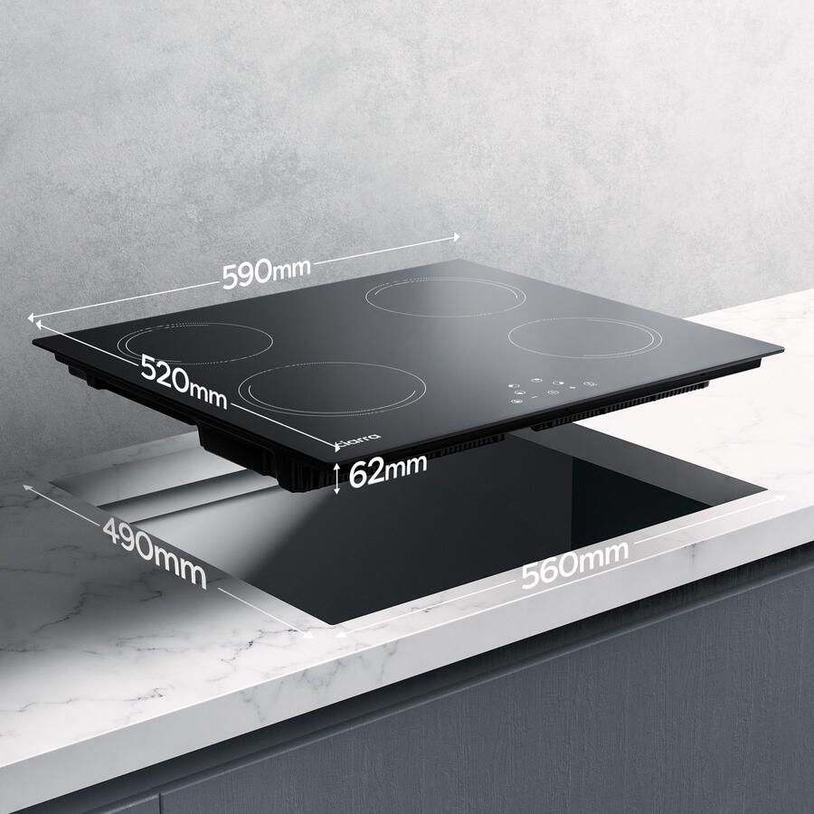 Ciarra VM4BIH-E Inbouw Inductie Kookplaat 60 cm 4 zones 9 Kookstanden SensorTouch BedieningTimers 6000 W
