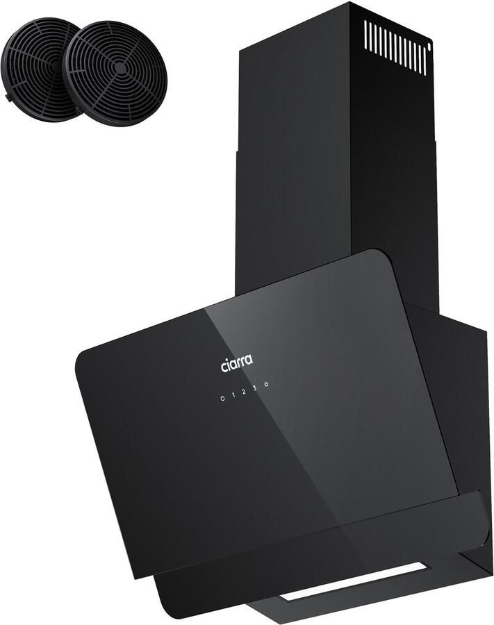 Ciarra VMB6765C Schuine Afzuigkap 60 cmWandkappen A+ 589 m³ u SensorTouch Bediening Recirculatie & Luchtafvoer Koolstoffilters meegeleverd