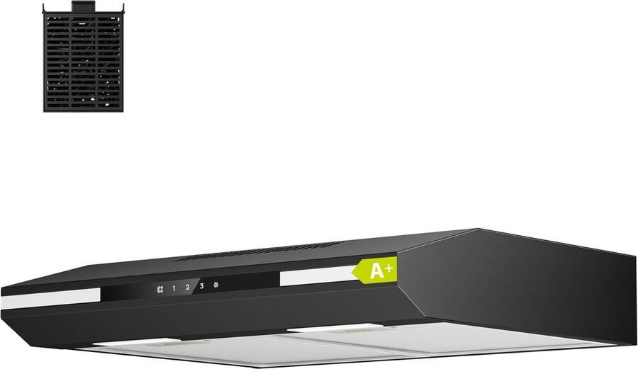 Ciarra VMB6921 Onderbouwafzuigkap 60 cm Inbouwafzuigkap A+ 330 m³ u SensorTouch Bedieningmet LED Zwart