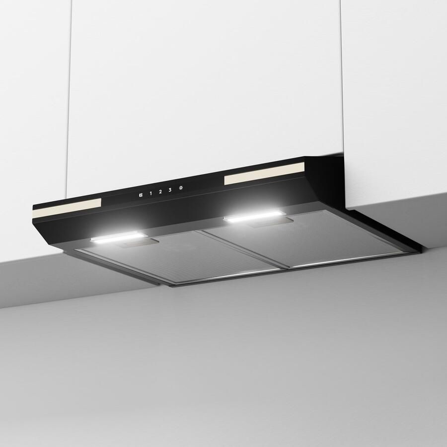 Ciarra VMB6921 Onderbouwafzuigkap 60 cm Inbouwafzuigkap A+ 330 m³ u Recirculatie met Koolstoffilter & Afvoer SensorTouch Bediening met LED Zwart