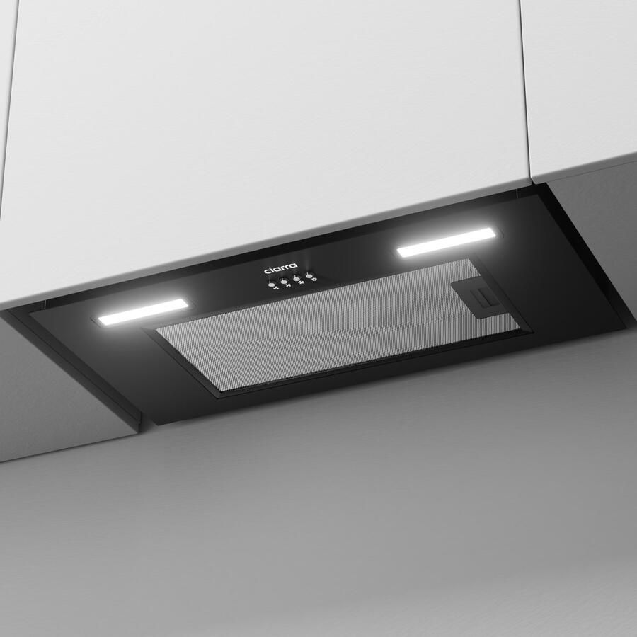 Ciarra VMB6926A A+++ 704 m³ u Inbouwafzuigkap 60 cm Onderbou afzuigkap met LED inclusief koolstoffilter zwart