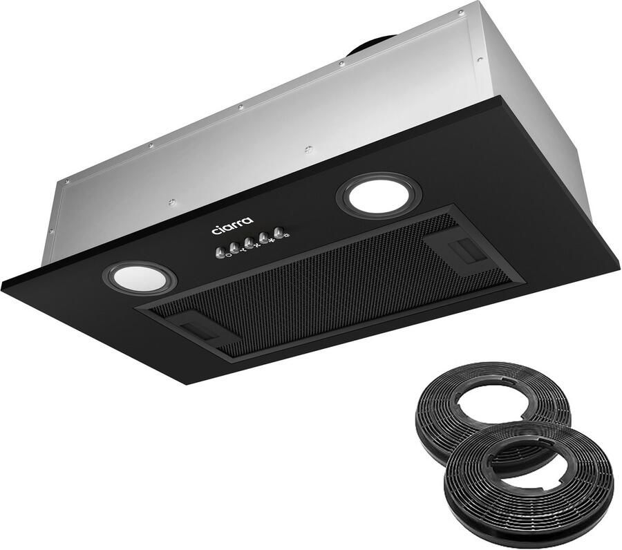 Ciarra VMS5913A Inbouwafzuigkap 52 cm Afzuigkap Onderbouwafzuigkap 300 m³ u 3 Standen met 2 LED RVS