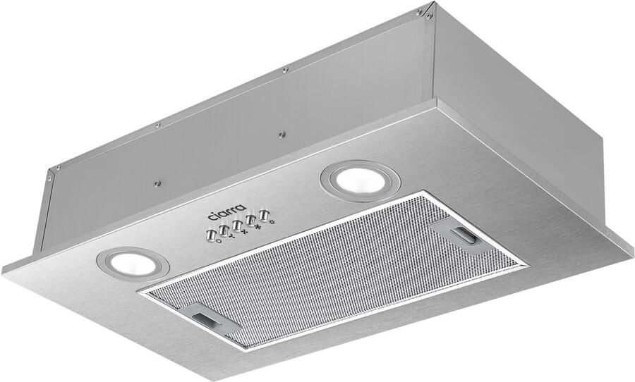 Ciarra VMS5913A Inbouwafzuigkap 52 cm Afzuigkap Onderbouwafzuigkap 300 m³ u 3 Standen met 2 LED RVS