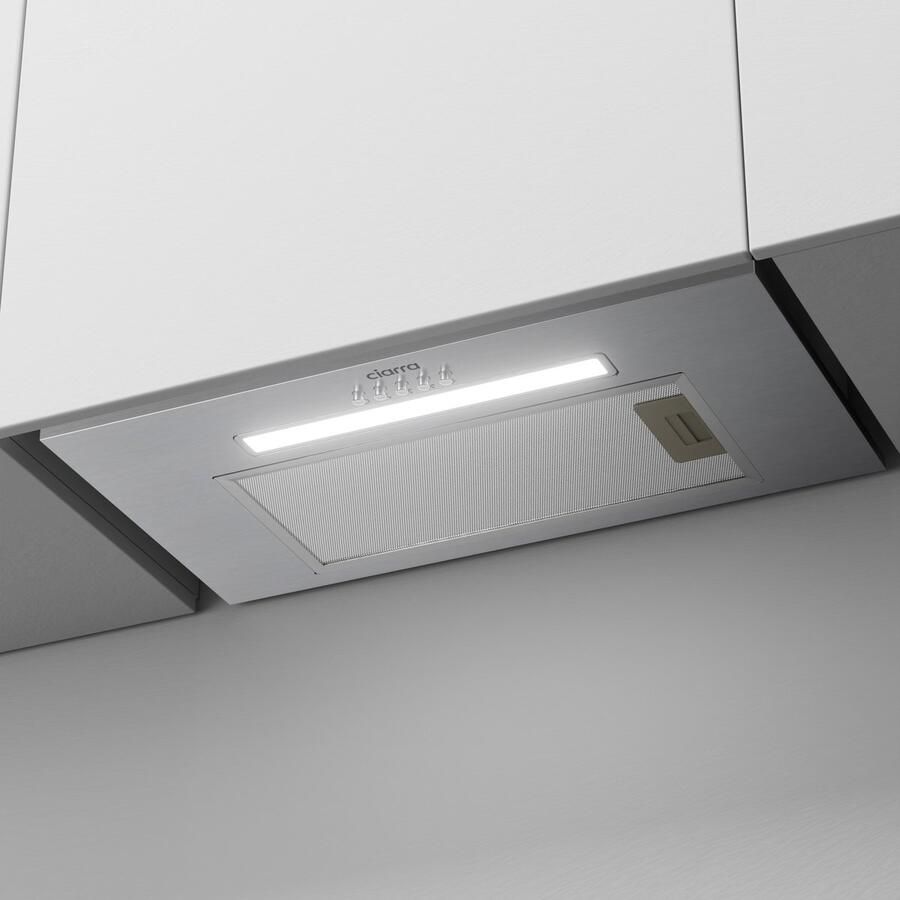 Ciarra VMS5913A Inbouwafzuigkap 52 cm Afzuigkap Onderbouwafzuigkap 300 m³ u 3 Standen met 2 LED RVS