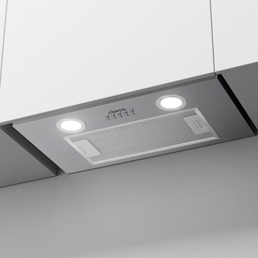 Ciarra VMS5913A Inbouwafzuigkap 52 cm Afzuigkap Onderbouwafzuigkap 300 m³ u Recirculatie met Koolstoffilter & Afvoer 3 Standen met 2 LED RVS