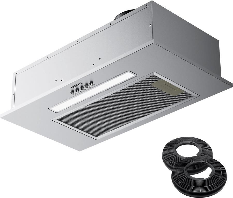 Ciarra VMS5913D Inbouwafzuigkap 52 cm Afzuigkap Onderbouwafzuigkap 300 m³ u 3 Standen LED RVS