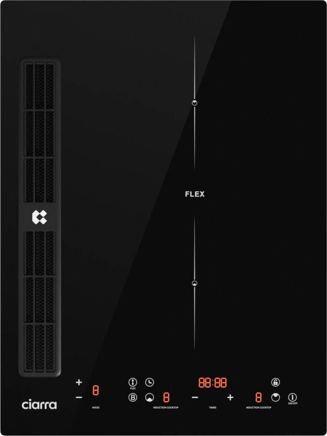 Ciarra One Domino 39 cm Inbouw Inductiekookplaat met Afzuiging en Plasma Filter Alles in Een! 1 flex zone - Foto 1