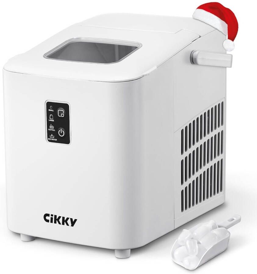 CIKKY IJsblokjesmachine – Maakt 8 IJsblokjes per 10 Minuten – 12 kg per 24 Uur – Met LED Display Infraroodsensor en Zelfreinigende Functie