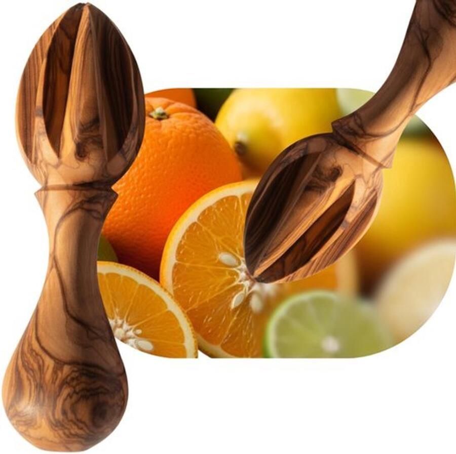 Citruspers handgesneden hard olijfhout van Bethlehem 14 cm
