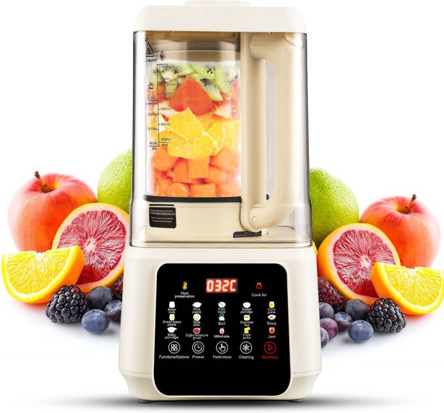 CkeyiN Staande mixer 1 75 l multifunctionele smoothie mixer met geluiddichte glazen deksel