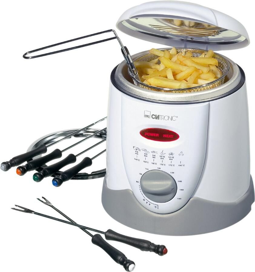 Clatronic FFR 2916 Elektrische fondue Mini Friteuse 1L 6 fonduevorkjes