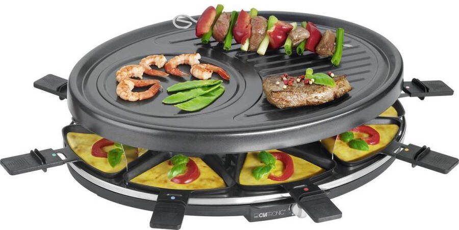 Clatronic RG 3776 Gourmetstel 1400 watt voor grillen en bakken cool touch-behuizing incl. houten spatel en pannetjes zwart
