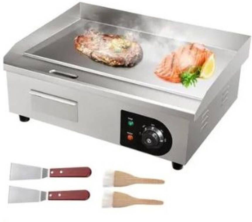 Elektrische grill Teppanyaki bakplaat Grill Elektrische bbq Incl spatels en borstels Roestvrij staal Anti-aanbak 54 x 30 x 22 cm - Foto 2
