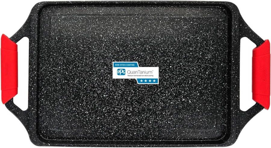 CLVP Grillplaat Inductie Bakplaat Gietijzer Zwart en Rood