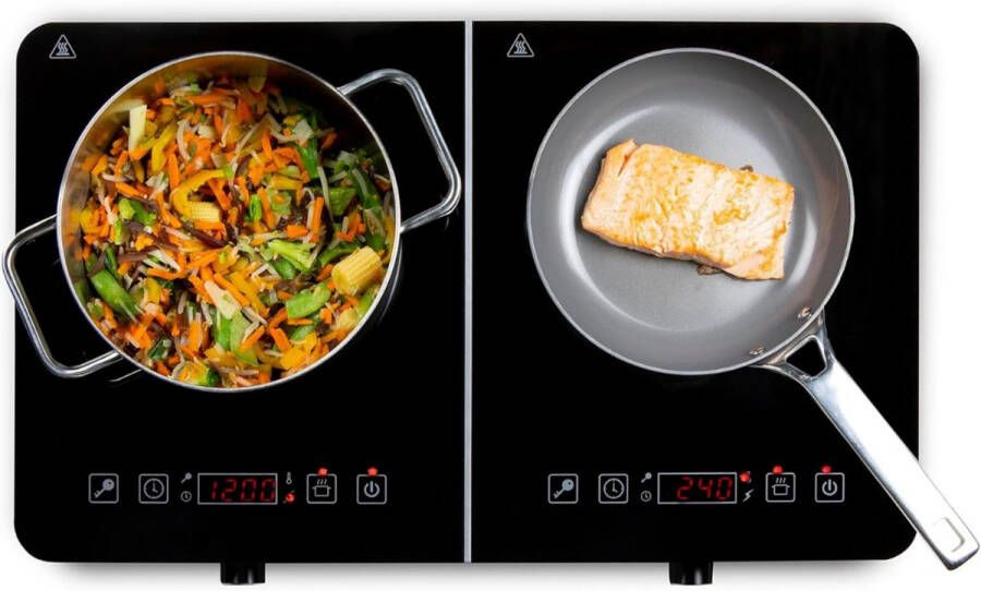 CLVP Inductie Kookplaat Vrijstaand Elektrische Kookplaat 2 Pits Keramische Zwart