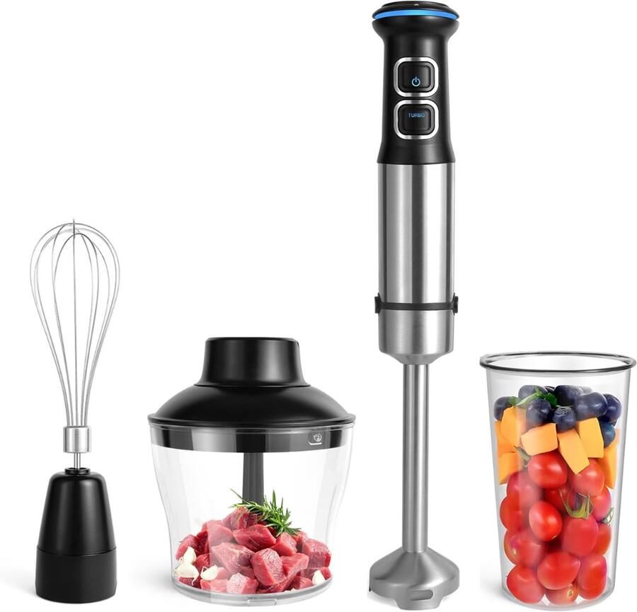 CLVP Staafmixer Set Hakmolen Groentesnijder Soepmaker Zwart en Zilver