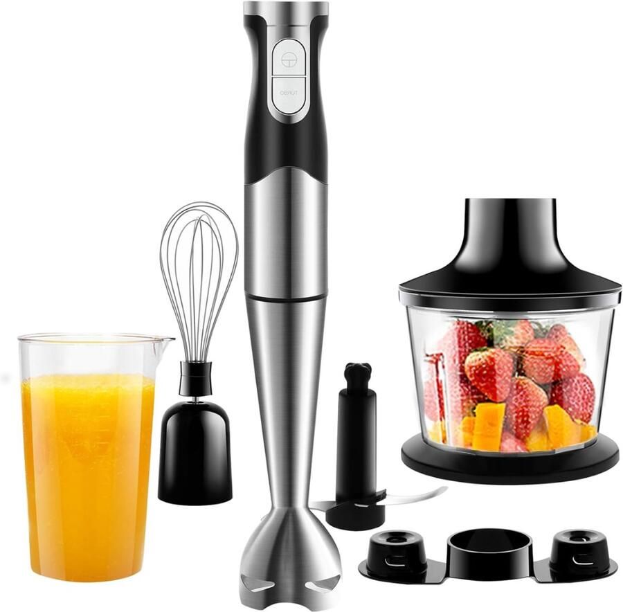 CLVP Staafmixer Set Hakmolen Groentesnijder Soepmaker Zwart en Zilver