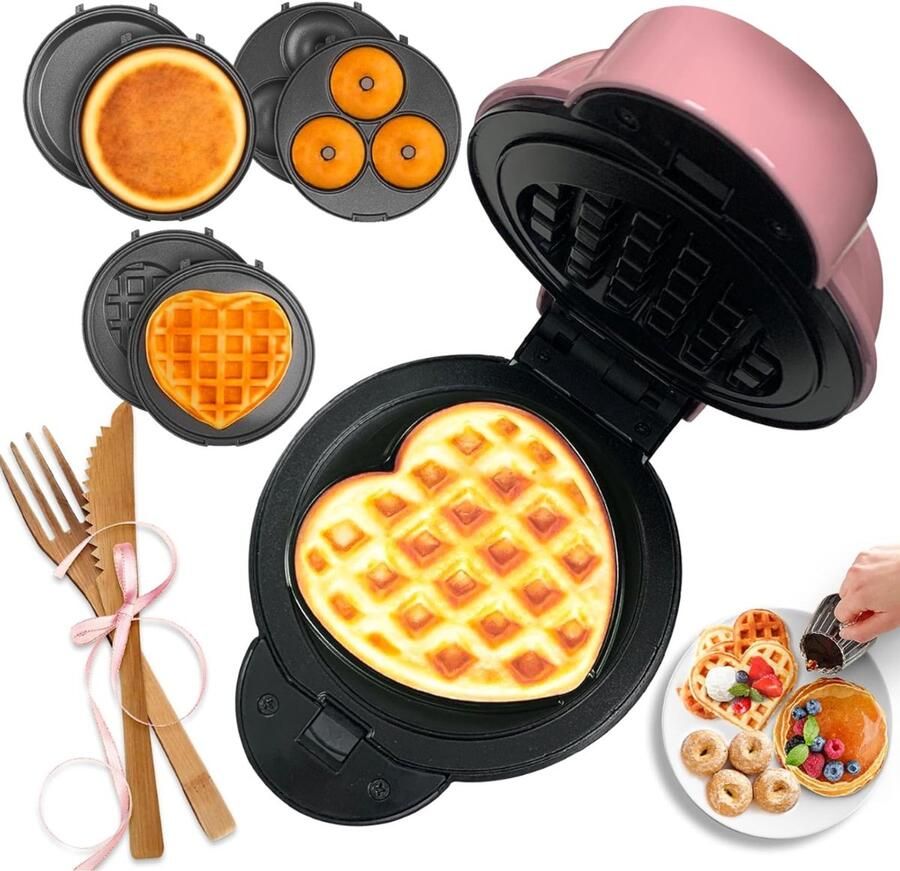 CLVP Wafelijzer met verwisselbare platen Wafelijzer -Roze