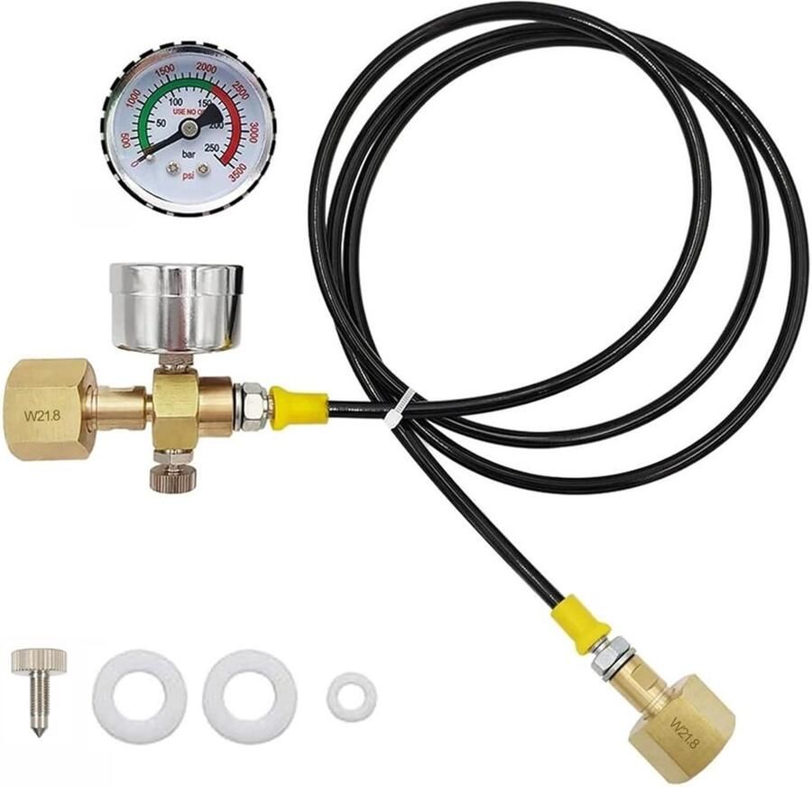 CO2 Adapter met Hoge Drukslang en Drukmeter 1.5 m