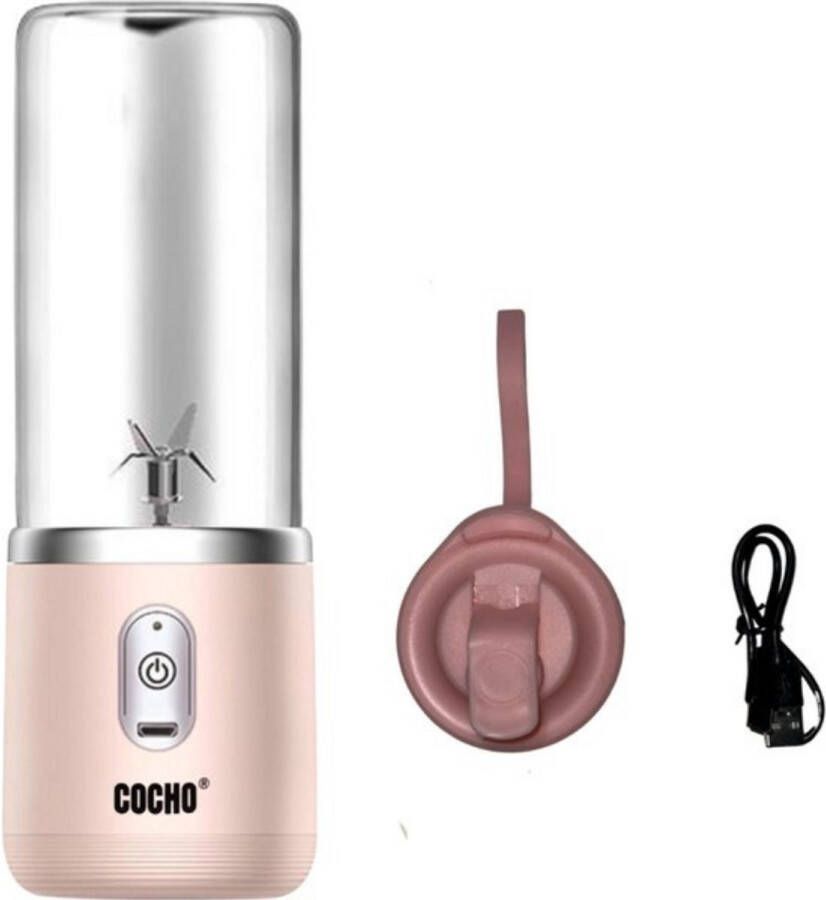 Cocho Blender To Go Smoothie Maker Roze Oplaadbare Mini Blender Smoothies & Shakes Draadloos & Draagbaar Fruit Mixer USB Oplaadbaar 400ML