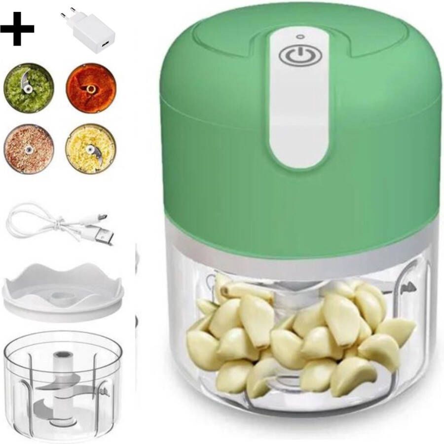 Cocho Hakmolen elektrische USB oplaadbal Mini Portable Chopper 250ml Groen Groentesijder Moederdag Cadeautje Black Friday 2023 Deals