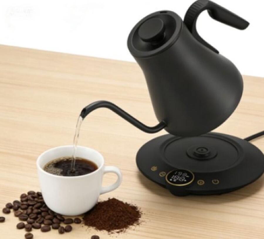 Cocinare Flow B9 Donkergrijs – Gooseneck Waterkoker met Temperatuurregeling – 1500W – Digitaal Display – Pour Over Koffie Ketel – 0.9L RVS met Warmhoudfunctie