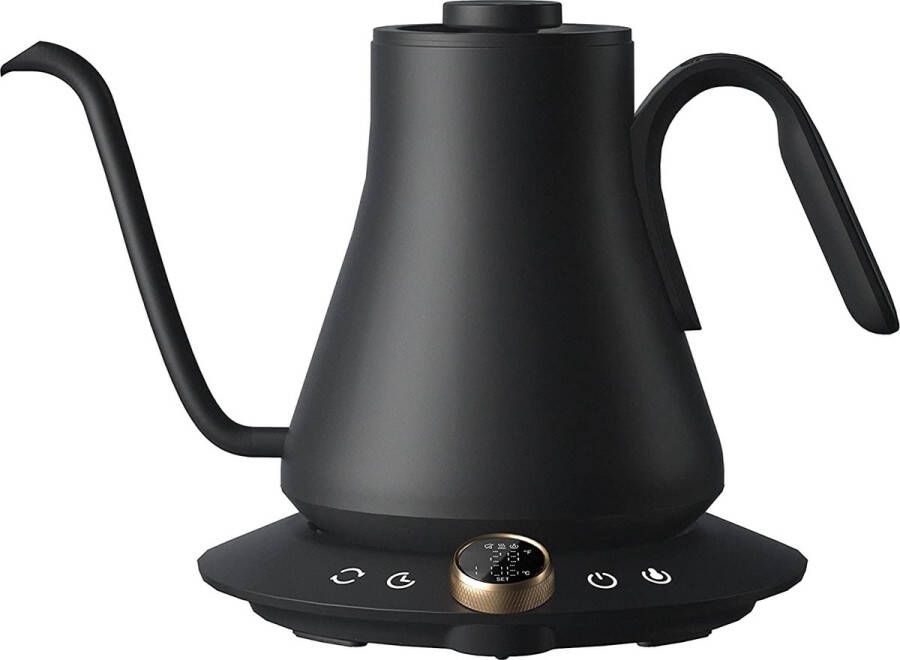 Cocinare FLOW CEK-201 Zwanenhalsketel Gooseneck Kettle Zwart elektrische waterkoker met temperatuurregeling voor het opschenken van koffie en thee 1200 W snelle kooktijd 0 9 L
