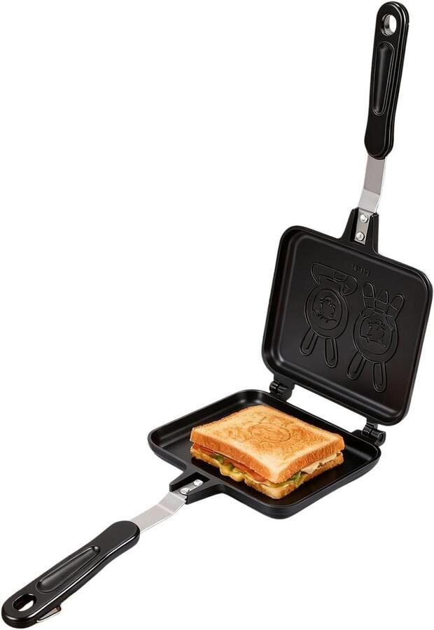 Cocoarm Allecto Sandwichpers Camping en Keuken Aluminium Konijnpatroon Antiaanbaklaag Broodrooster Geschikt voor fornuis