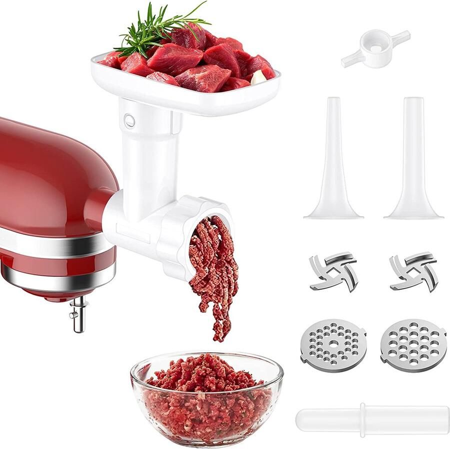 COFUN Vleesmolen-opzetstuk voor KitchenAid keukenmachine vleesmolen voor Kitchenaid accessoires met maalschijf worstvulhoorn optionele accessoires voor KitchenAid blender