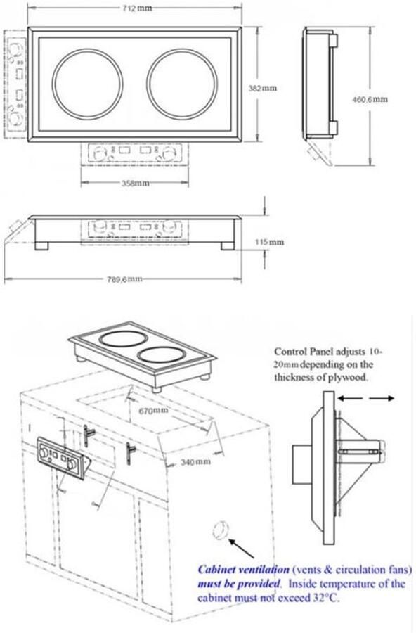 Combisteel Inbouw Inductie Kookplaat 2 Zones Alleen Geschikt Voor Inductie Pannen