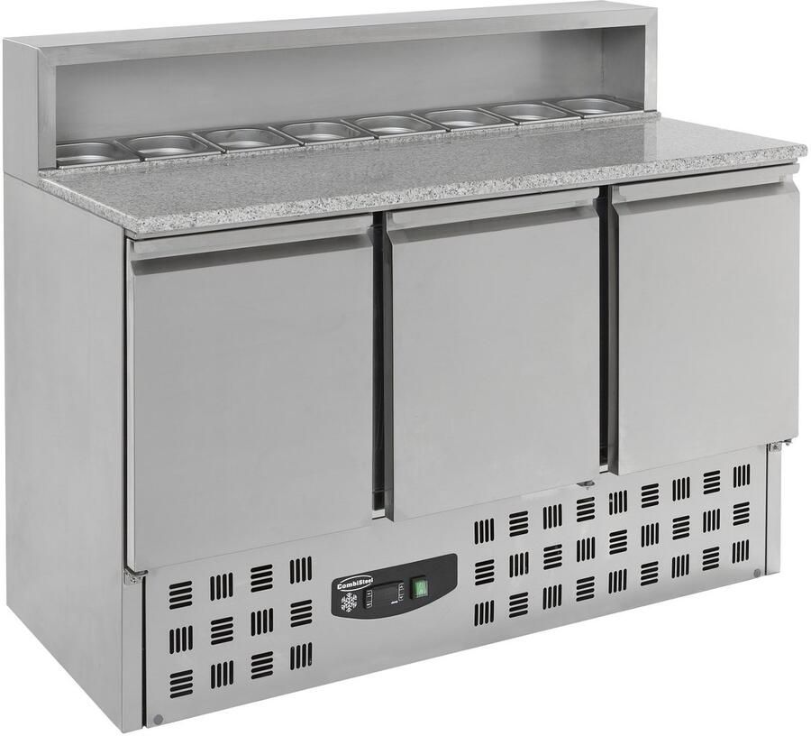 Combisteel Pizzawerkbank 402L Met 3 Deuren (1 1 GN) Boven 8x 1 6 GN 1368x700x1090mm Horeca Oven