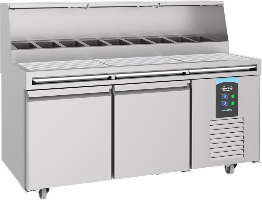 Combisteel Pizzawerkbank 460L 2 Deuren Boven 9x 1 3 GN -2°c +8°c Wielen 1790x850x1300mm Horeca Oven