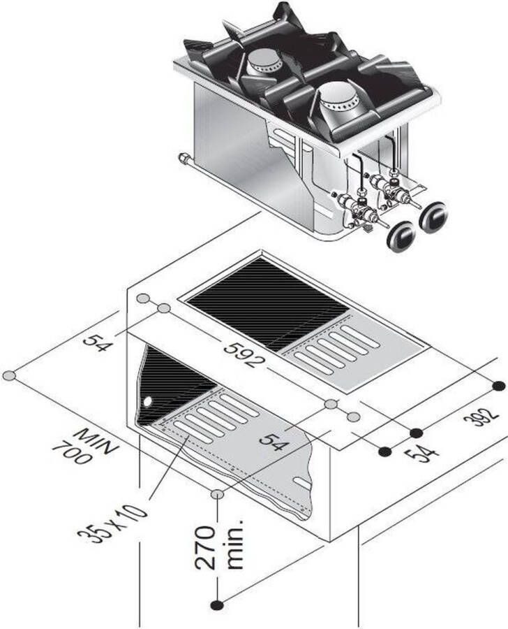 Combisteel Gas Kookunit 2 Br. 7Kw 7266.0010 Horeca & Professioneel