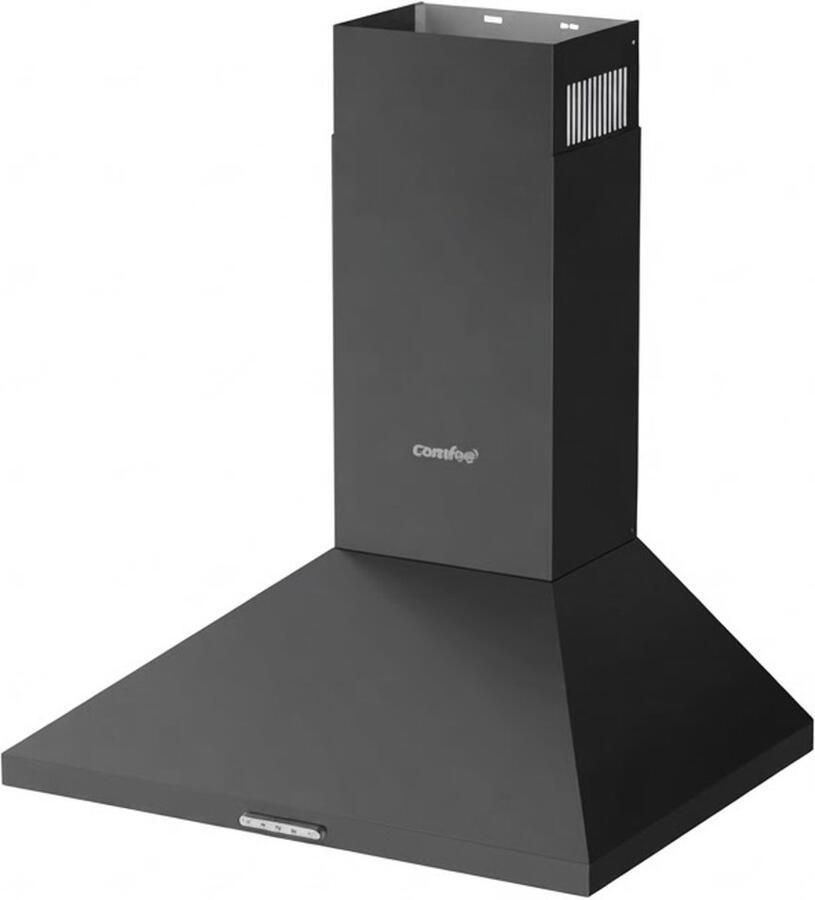 Comfee afzuigkap zwart 60 cm 400 m³ u 3 Snelheden Afvoer & recirculatie Drukknopbediening Wasbare 5-laags aluminium vetfilters Strak design
