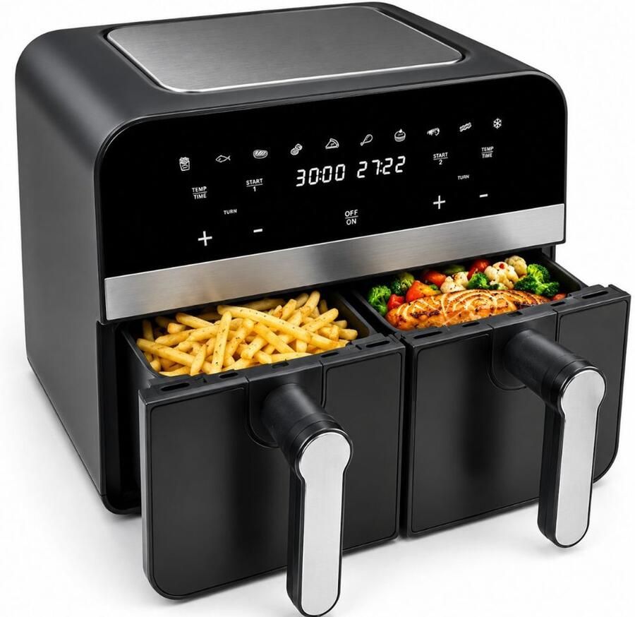Comfy Nest Dubbele Airfryer XXL CN-AFD45NB 2400W Duo Airfryer Zwart 9L