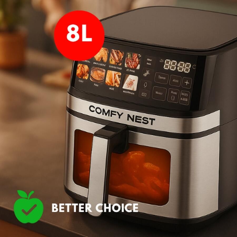 Comfy Nest Gezond Frituren XXL Airfryer 8 Liter – 1700W – Digitaal Display