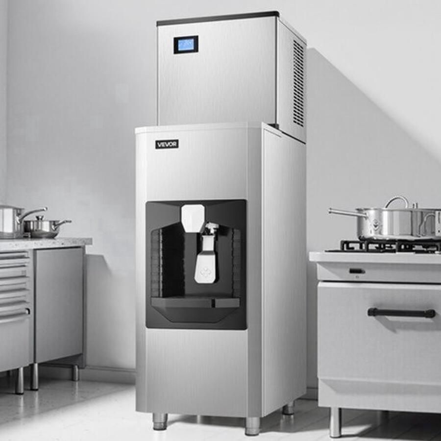 Commerciële Ijsmachine 136 Kg Dag 80 Kg IJsopslag Automatische Ijsdispenser Roestvrij Staal Voor Bar En Restaurant