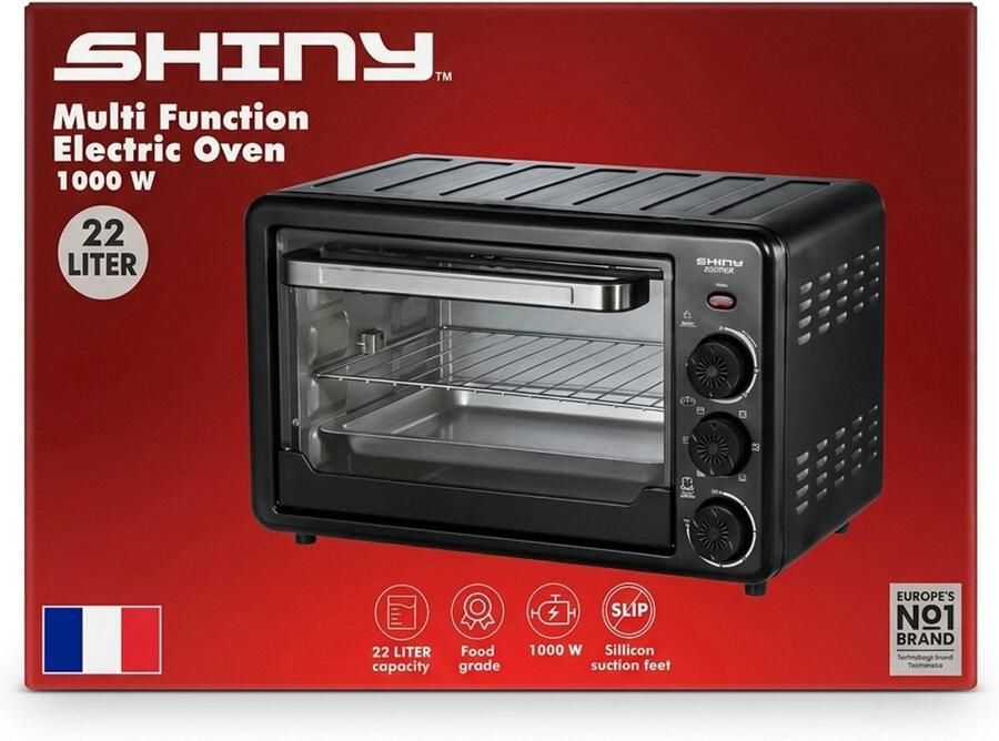 Compacte Elektrische Oven 22L 1000W Mini Ovent met Timer en Beveiliging